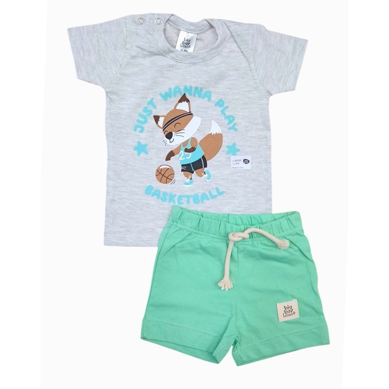 REMERA MANGA CORTA + SHORT ESTAMPA DEPORTES. BIG BAY