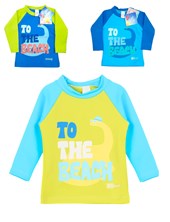 Remera manga larga UV+50 bebe combinada estampada. Big bay