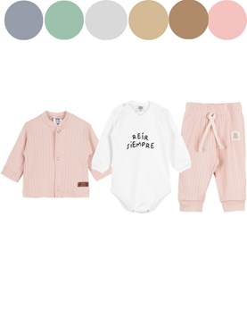 SET 3 PIEZAS BODY MANGA LARGA, SAQUITO Y PANTALON CANALE. BIG BAY