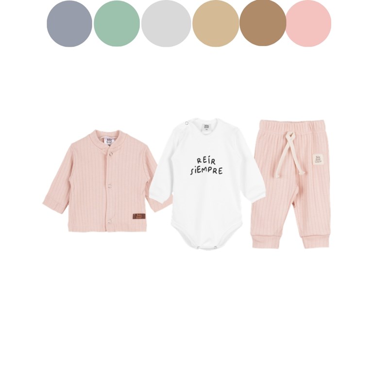 SET 3 PIEZAS BODY MANGA LARGA, SAQUITO Y PANTALON CANALE. BIG BAY