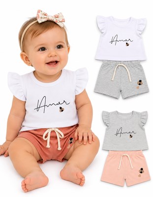 CONJUNTO REMERA CON VOLADO + SHORT. BIG BAY