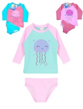 CONJUNTO UV+50 BEBA: REMERA MANGA LARGA  + SHORT COMBINADO ESTAMPADO. BIG BAY