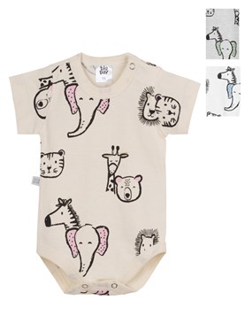 BODY MAMELUCO MANGA CORTA ESTAMPA ANIMALITOS. BIG BAY