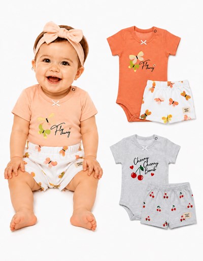 CONJUNTO BODY MANGA CORTA + SHORT ESTAMPADO. BIG BAY