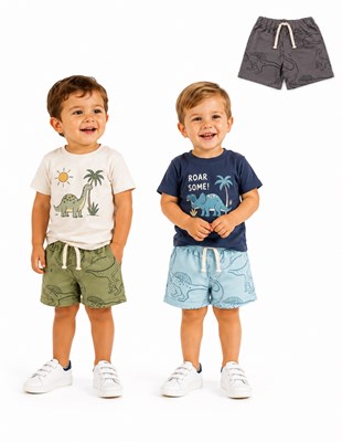 SHORT RUSTICO BEBE ESTAMPA DINOS. BIG BAY