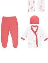 SET 3 PIEZAS BATITA ESTAMPADO CONEJOS + MEDIO OSITO Y GORRO LISO. BIG BAY