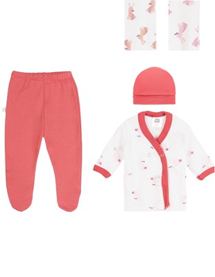 SET 3 PIEZAS BATITA ESTAMPADO CONEJOS + MEDIO OSITO Y GORRO LISO. BIG BAY