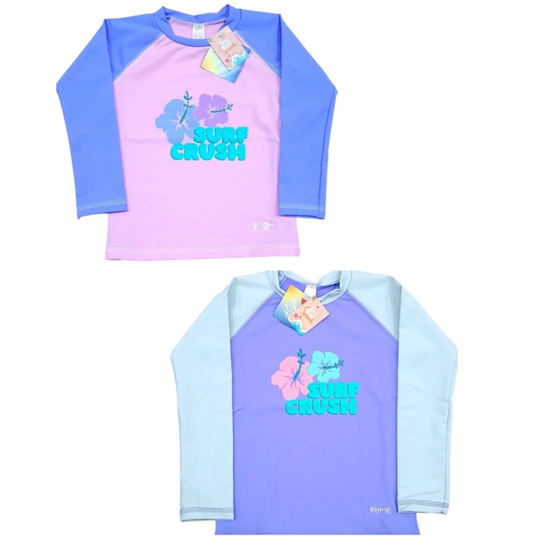 Remera manga larga UV+50 nena combinado estampado. Big bay