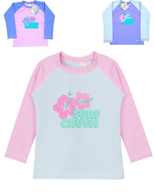 Remera manga larga UV+50 nena combinado estampado. Big bay