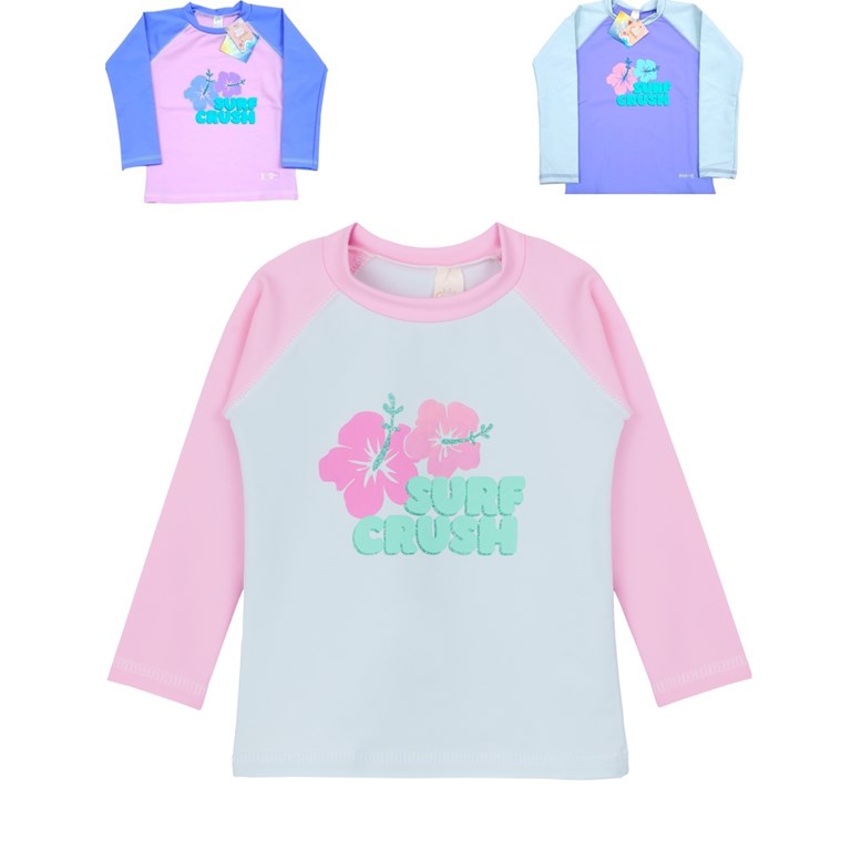 Remera manga larga UV+50 nena combinado estampado. Big bay
