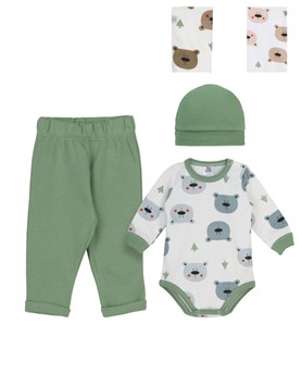 SET BODY, PANTALÓN Y GORRO. ESTAMPADO OSITOS. BIG BAY