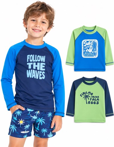 REMERA UV PARA NENE MANGA LARGA EN MICROFIBRA CON ESTAMPA. BIG BAY
