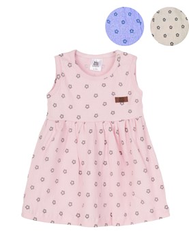 Vestido beba bambbula estampada. Colores: Crudo - Rosa - Lila. Big bay