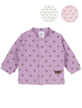 B3083 Saquito sin capucha bambula estampada. Colores: Crudo - Rosa - Lila