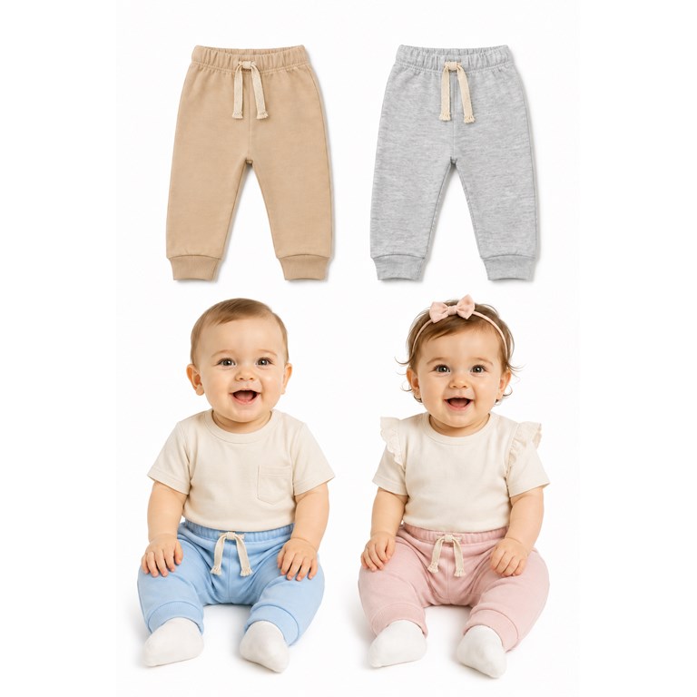 PANTALON BABUCHA PARA BEBE COLOR LISO. BIG BAY