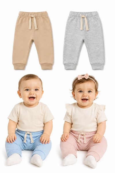 PANTALON BABUCHA PARA BEBE COLOR LISO. BIG BAY