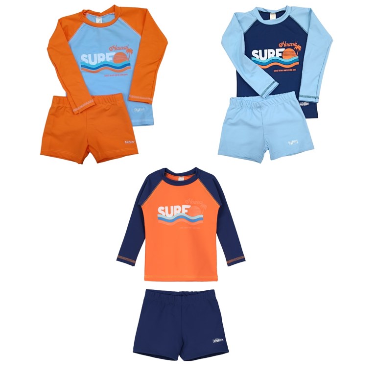 Conjunto UV+50 niño: Remera manga larga + short. Big bay