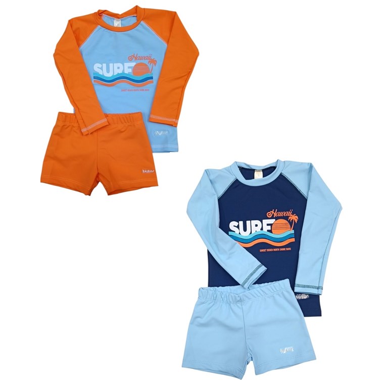 Conjunto UV+50 niño: Remera manga larga + short. Big bay
