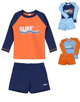 Conjunto UV+50 niño: Remera manga larga + short. Big bay