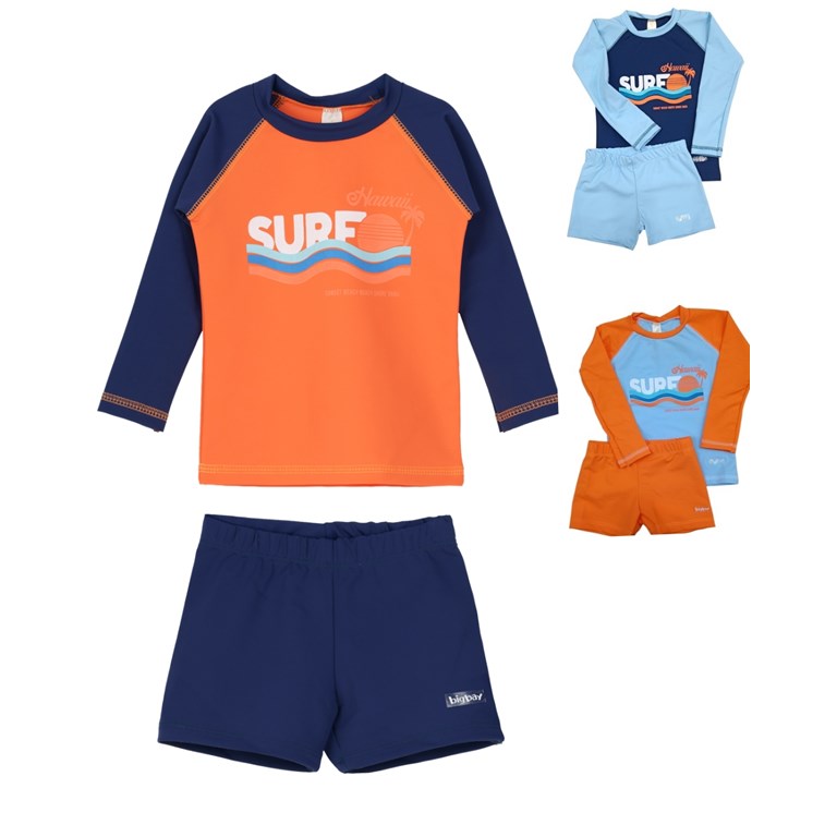 Conjunto UV+50 niño: Remera manga larga + short. Big bay