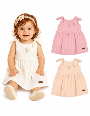 VESTIDO PARA BEBA DE BAMBULA CON NUDO. BIG BAY