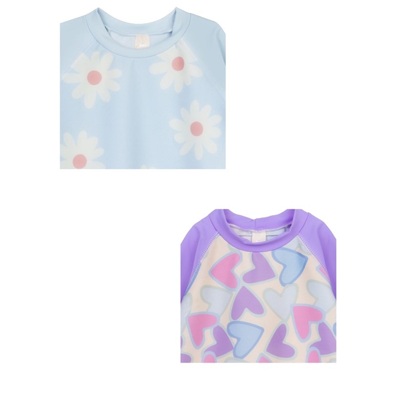 Remera UV+50 niña manga larga estampada. Big bay