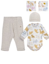 SET BODY, PANTALÓN Y GORRO. ESTAMPADO ANIMALITOS. BIG BAY