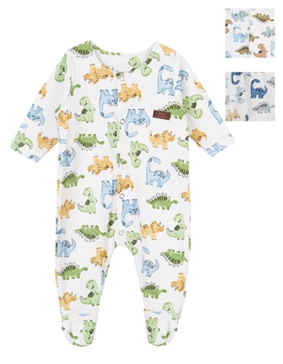 ENTERITO BEBE CON BROCHES ESTAMPADO DINO. BIG BAY