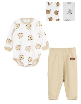 CONJUNTO BODY MANGA LARGA ESTAMPADO TIGRES + PANTALON LISO. BIG BAY