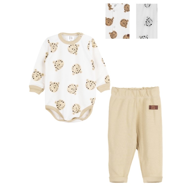 CONJUNTO BODY MANGA LARGA ESTAMPADO TIGRES + PANTALON LISO. BIG BAY