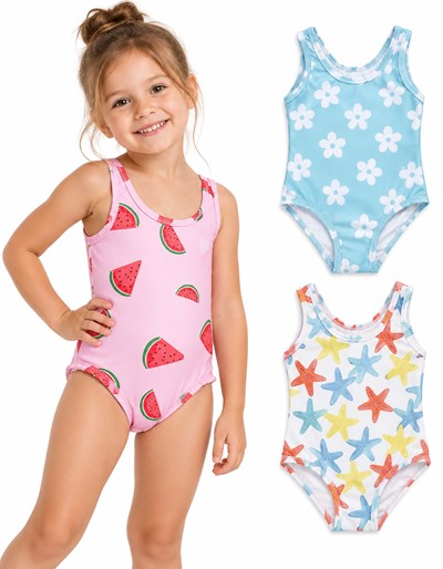 Malla enteriza UV+50 estampada nena. Big bay