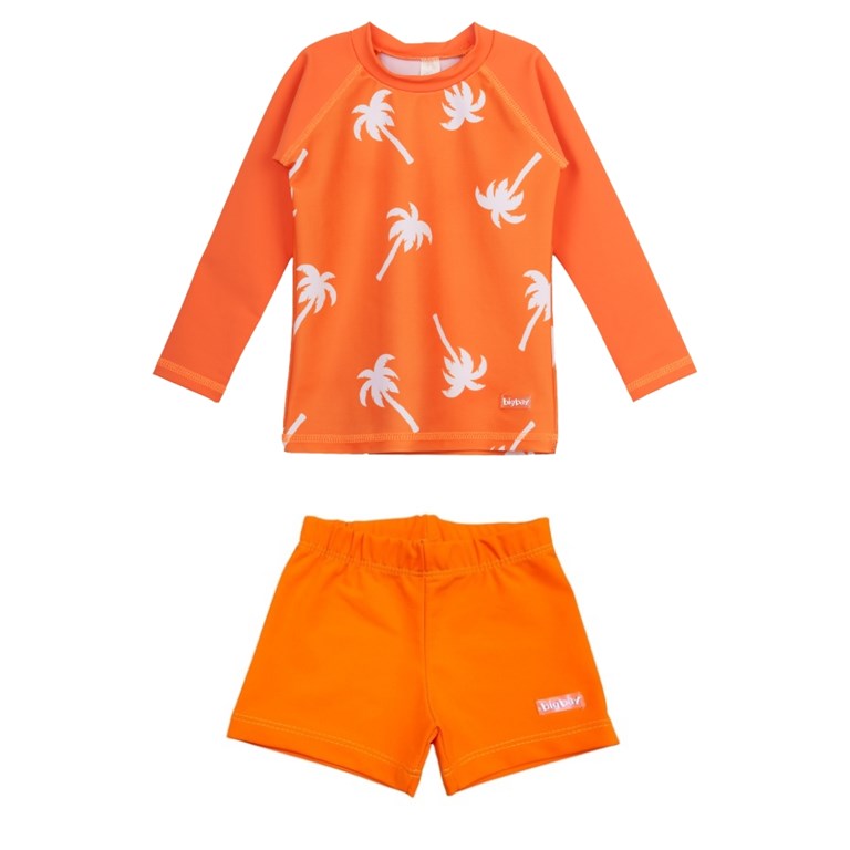 Conjunto UV+50: Remera manga larga estampada + Short. Big bay