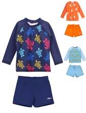 Conjunto UV+50: Remera manga larga estampada + Short. Big bay
