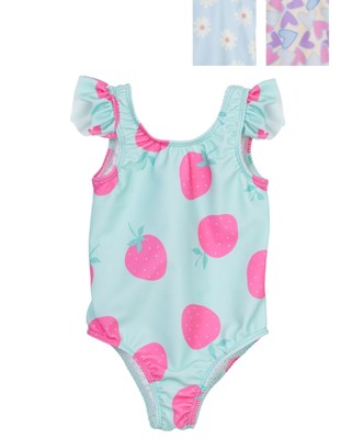 Malla enteriza UV+50 + colita pelo estampada nena. Big bay