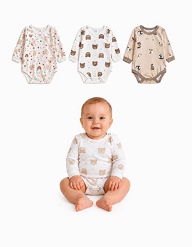 BODY MAMELUCO MANGA LARGA ESTAMPADO. BIG BAY