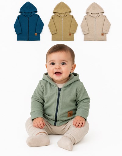 CAMPERA EN RUSTICO CON CAPUCHA PARA BEBE. BIG BAY