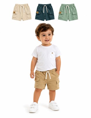 SHORT CARGO RUSTICO TEXTURADO PARA BEBE. BIG BAY