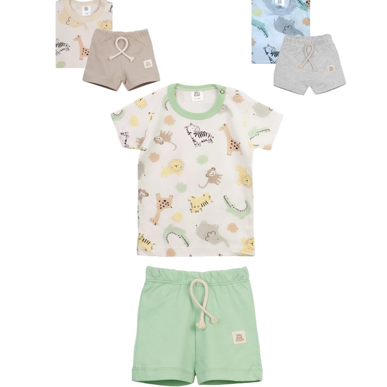 CONJUNTO REMERA MANGA CORTA + SHORT JERSEY ESTAMPADO. BIG BAY