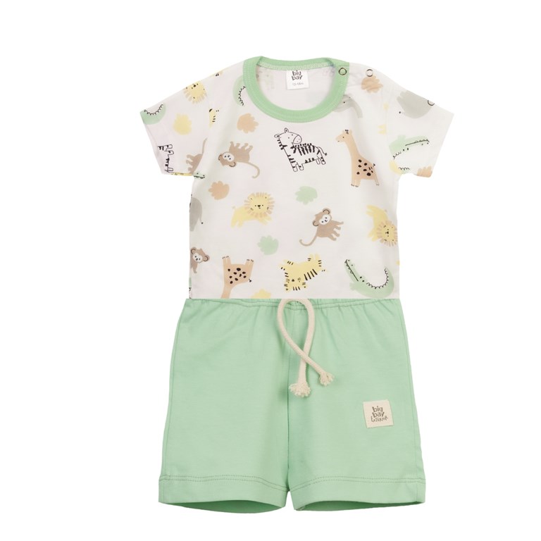Set: Body manga corta + short jersey estampado. Big bay