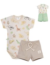 Set: Body manga corta + short jersey estampado. Big bay