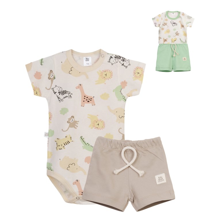 Set: Body manga corta + short jersey estampado. Big bay