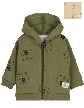 CAMPERA FRISA BEBE CON CIERRE Y CAPUCHA ESTAMPADO OSOS. BIG BAY