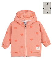 CAMPERA FRISA BEBA CON CIERRE Y CAPUCHA ESTAMPADO CORAZONES. BIG BAY