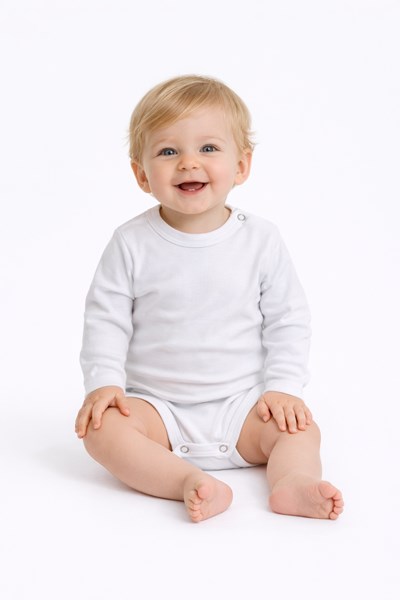 BODY MANGA LARGA COLOR BLANCO. (RN=0  3M=1 6M=2  9M=3  12M=4). BIG BOY