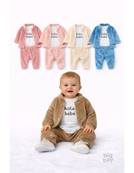 SET 3 PIEZAS CORAL FLEECE EMBOSSED. BIG BAY