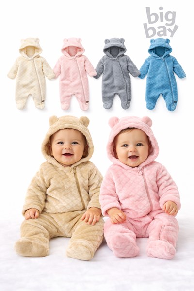 ENTERITO CON CIERRE CORAL FLEECE EMBOSSED EN PERCHA. BIG BAY