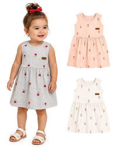 VESTIDO SIN MANGA PARA BEBA DE MORLEY ESTAMPA FLORES. BIG BAY