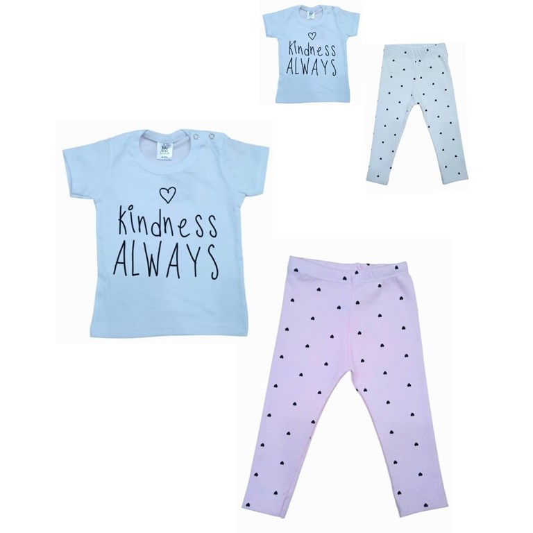 Conjunto: Remera manga corta morley estampado + calza. Big bay