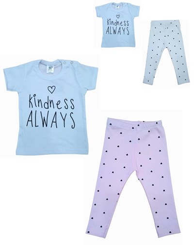 Conjunto: Remera manga corta morley estampado + calza. Big bay