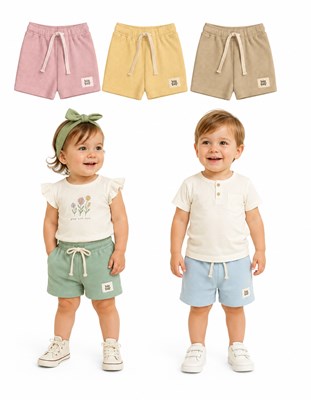 SHORT WAFFLE PARA BEBE COLOR LISO. BIG BAY
